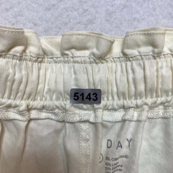 ADAY Ease In Paperbag Shorts Women's M Beige High Waisted Linen Blend Pull On - Picture 2 of 7